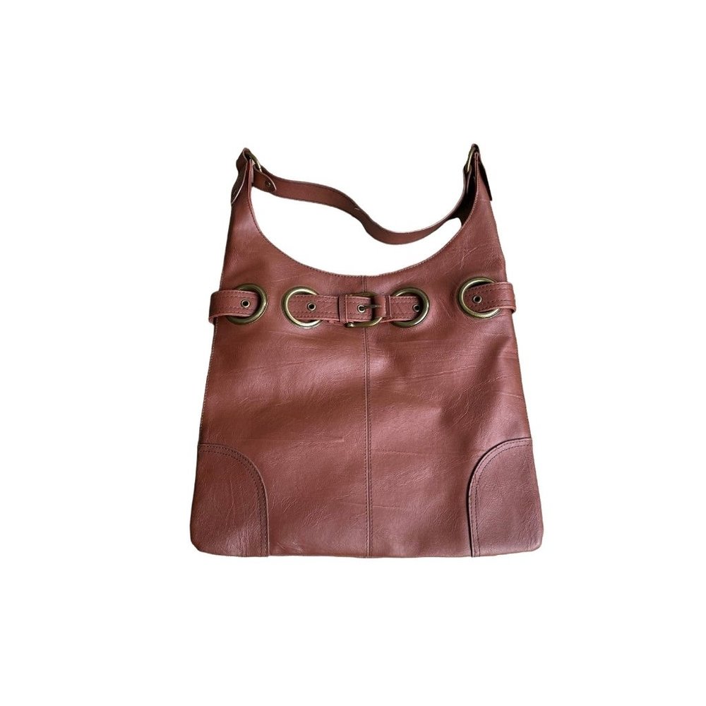 Brown Purse with buckle accent 12" x 13"